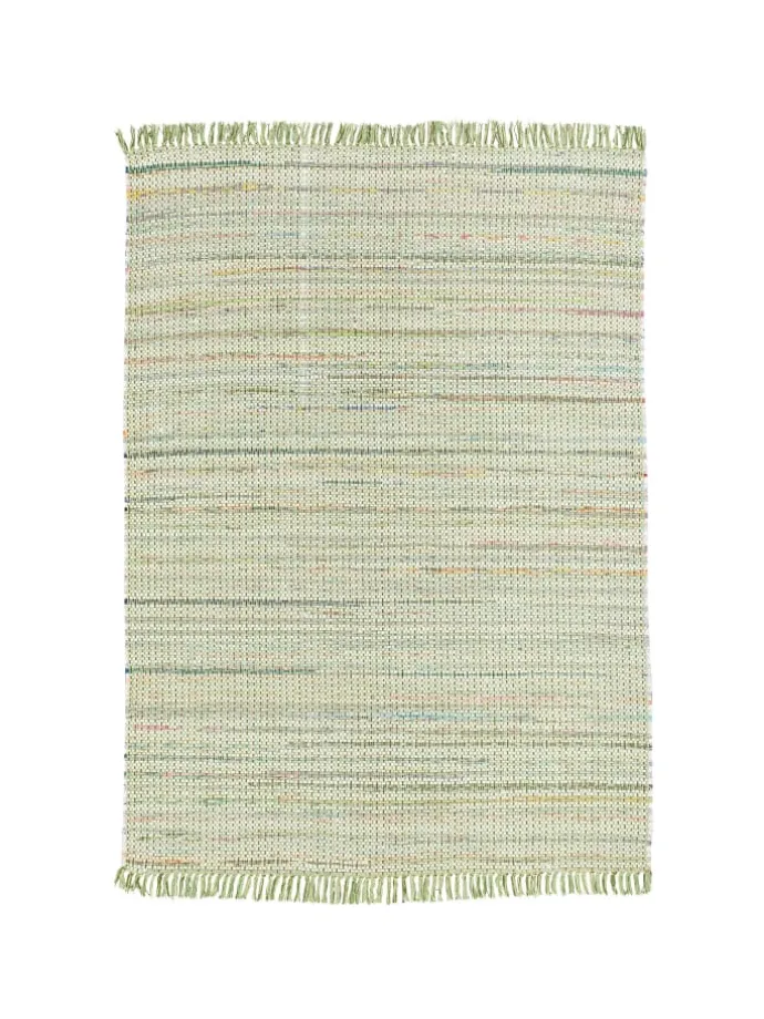 Baumwolle Natur Teppich Cayenne in Groen