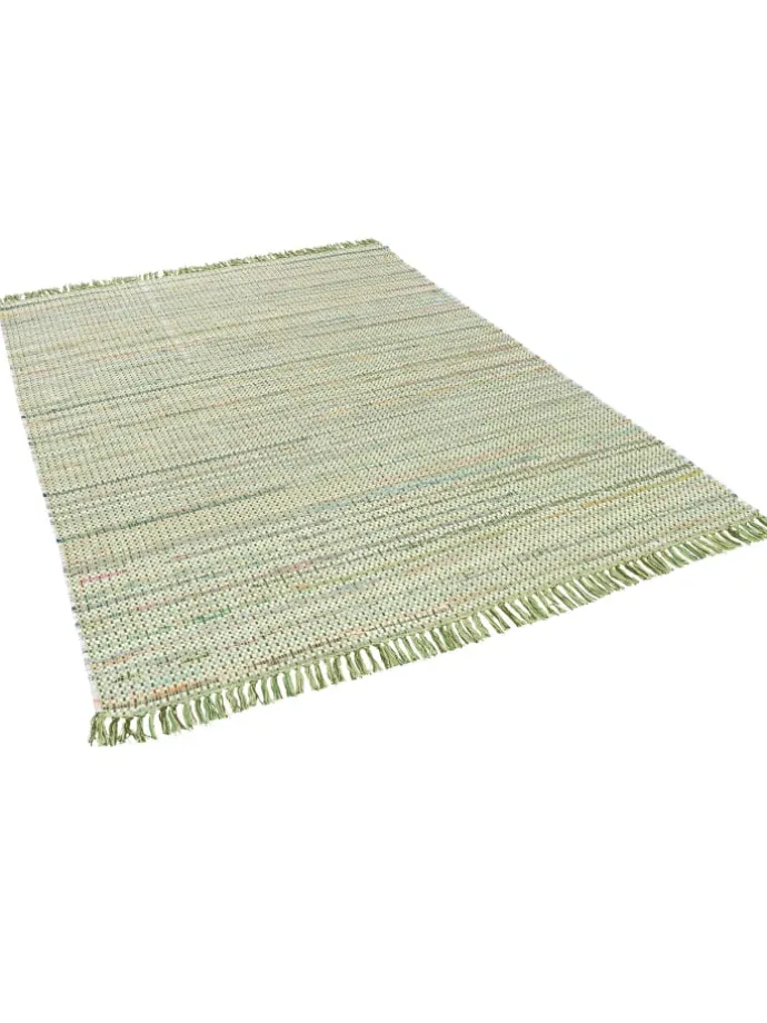 Baumwolle Natur Teppich Cayenne in Groen