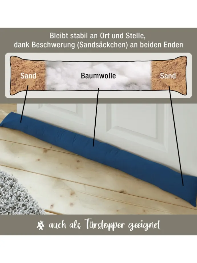 Baumwolle Zugluftstopper Seattle in dunkelblau