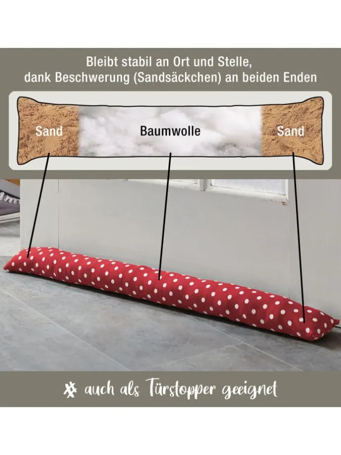 Baumwolle Zugluftstopper Orlando in rot