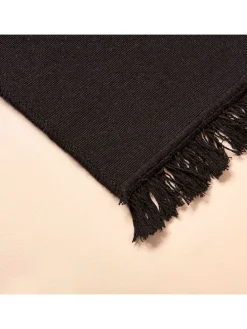 Baumwoll-Teppich "Home" in Schwarz