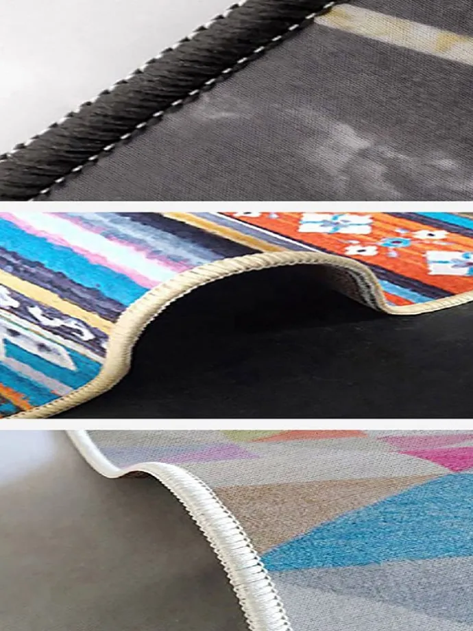 Baumwoll-Teppich in Beige/ Hellbraun/ Hellblau