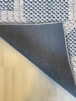 Baumwoll-Teppich in Beige/ Blau