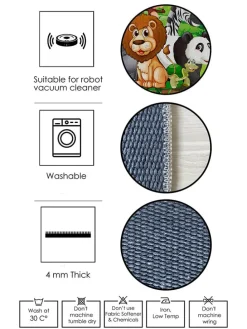 Baumwoll-Teppich in Beige/ Blau