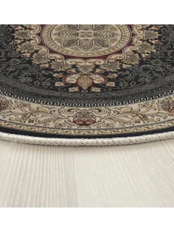 Baumwoll-Teppich ''Woopamuk523'' in Beige/ Schwarz