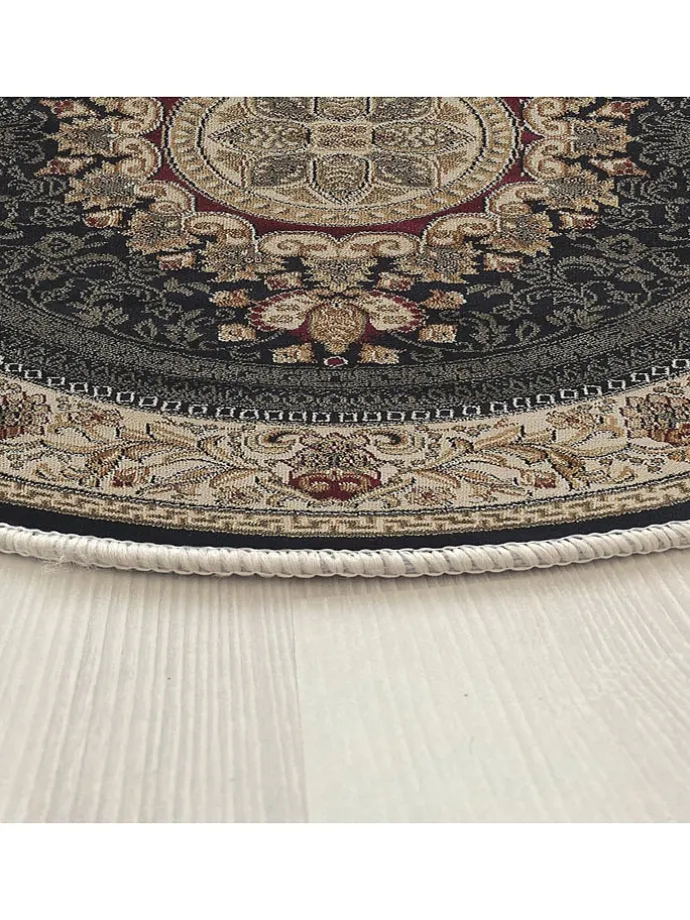 Baumwoll-Teppich ''Woopamuk523'' in Beige/ Schwarz