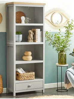 Bücherregal CLIO in Grau/Silber/Braun - (W) 72 x (H) 180 x (L) 35 cm