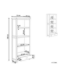 Bücherregal CLIO in Grau/Silber/Braun - (W) 72 x (H) 180 x (L) 35 cm