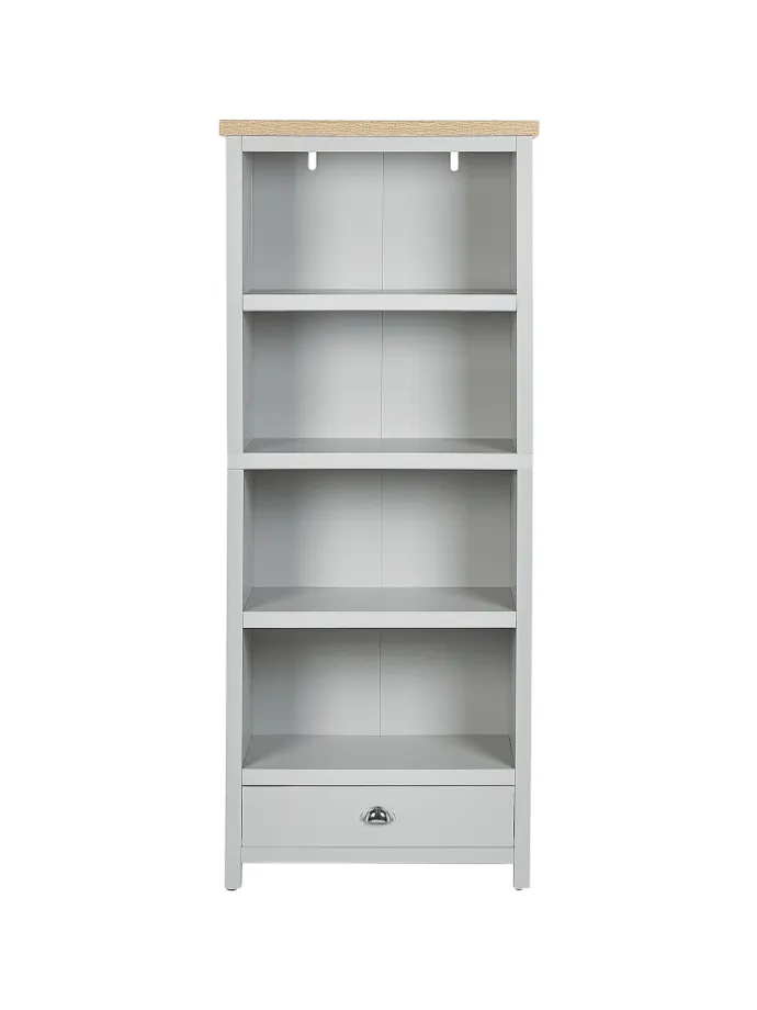 Bücherregal CLIO in Grau/Silber/Braun - (W) 72 x (H) 180 x (L) 35 cm