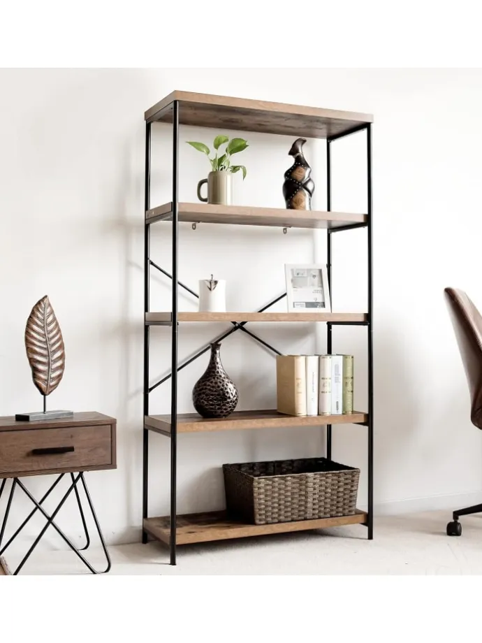 Bücherregal mit 5 Ebenen in Braun