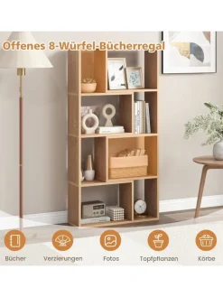 Bücherregal mit 4 Ebenen in Hellbraun