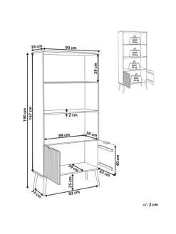 Bücherregal TIMMINS in Braun - (W) 90 x (H) 190 x (L) 39 cm