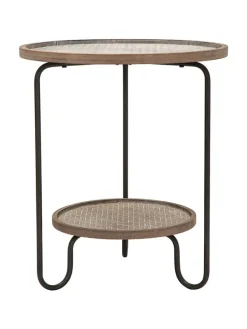 Beistelltisch "Arex" in Braun/ Schwarz - (H)54,5 x Ø 48 cm