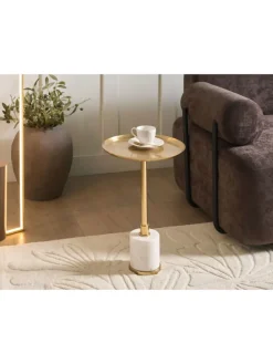 Beistelltisch CAMELO in Gold/Weiß - (W) 36 x (H) 53 x (L) 36 cm