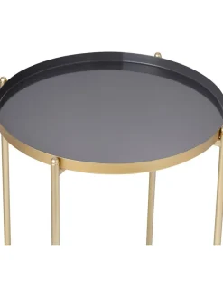 Beistelltisch "Ella" in Gold/ Grau - (H)47,5 x Ø 38 cm