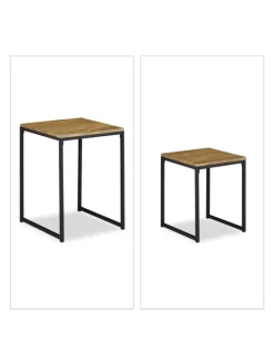 Beistelltisch 2er Set in Holzoptik/ Schwarz