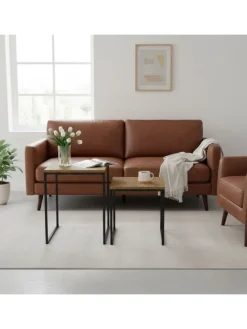 Beistelltisch 2er Set in Holzoptik/ Schwarz