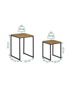Beistelltisch 2er Set in Holzoptik/ Schwarz