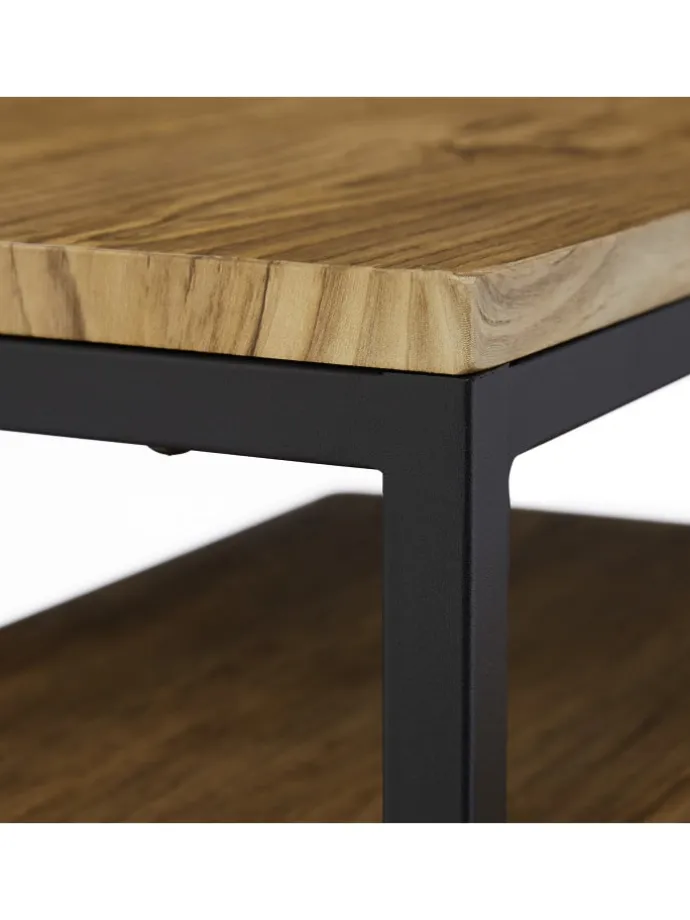 Beistelltisch 2er Set in Holzoptik/ Schwarz