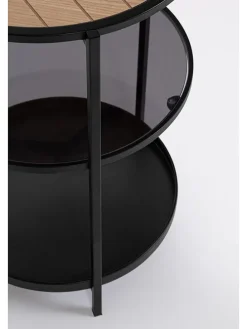 Beistelltisch ''Haldor'' in Schwarz/ Beige - (H)60,5 x Ø 40 cm