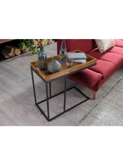 Beistelltisch in Braun / Sheesham / 34x70x65