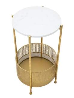 Beistelltisch in Gold/ Weiß - (H)62 x Ø 35 cm