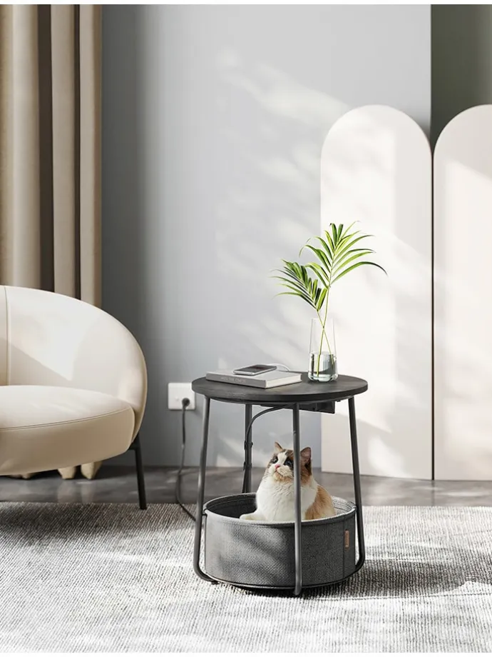 Beistelltisch in Schwarz - (H)50 cm - Ø 45 cm