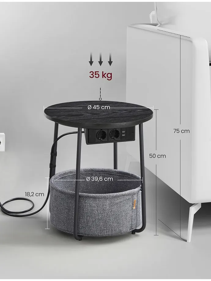 Beistelltisch in Schwarz - (H)50 cm - Ø 45 cm