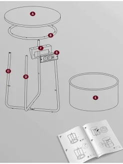 Beistelltisch in Schwarz - (H)50 cm - Ø 45 cm