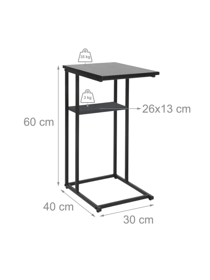 Beistelltisch in Schwarz - (B)40 x (H)60 x (T)30 cm