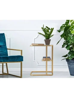 Beistelltisch in Weiß/ Gold - (B)46 x (H)60 x (T)30 cm