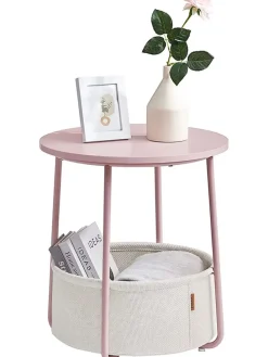 Beistelltisch in Weiß/ Rosa - (H)50 x Ø 45 cm