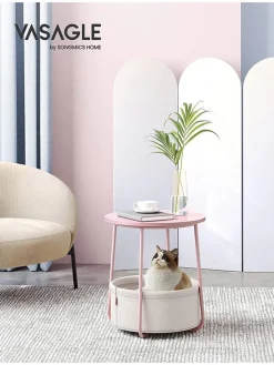 Beistelltisch in Weiß/ Rosa - (H)50 x Ø 45 cm