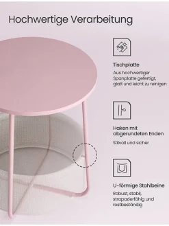 Beistelltisch in Weiß/ Rosa - (H)50 x Ø 45 cm