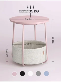 Beistelltisch in Weiß/ Rosa - (H)50 x Ø 45 cm