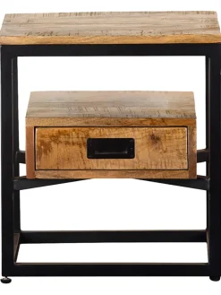 Beistelltisch "Legna" in Hellbraun/ Schwarz - (B)35 x (H)50 x (T)45 cm