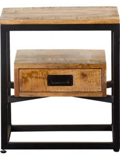 Beistelltisch "Legna" in Hellbraun/ Schwarz - (B)35 x (H)50 x (T)45 cm