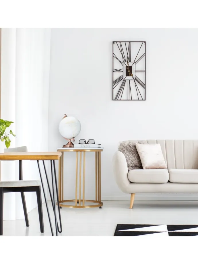 Beistelltisch "MARMO" in Schwarz/ Gold - (H)51 x Ø 41 cm