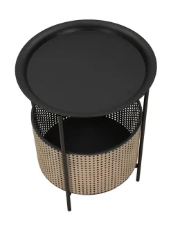 Beistelltisch "Osaka" in Schwarz/ Braun - (H)50 cm