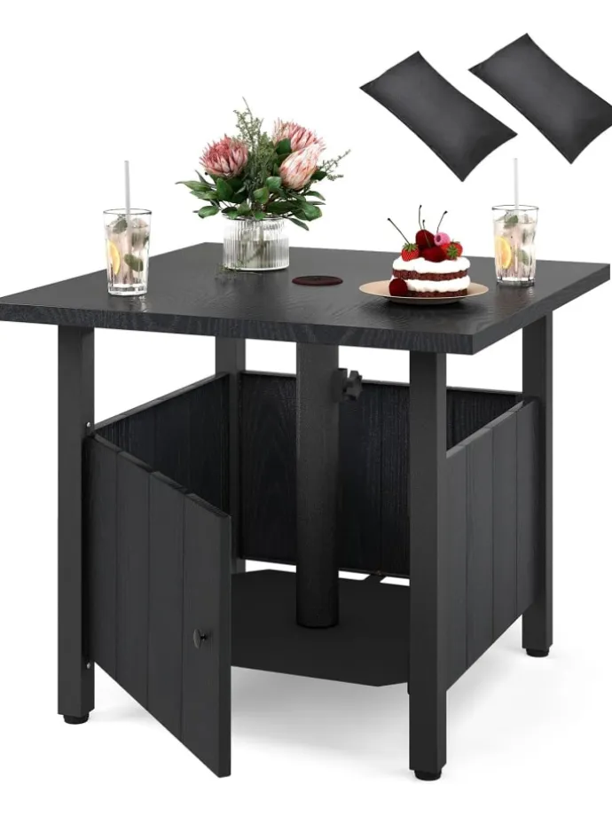 Beistelltisch Outdoor wetterfest 55,5 x 55,5 x 48 cm in Schwarz