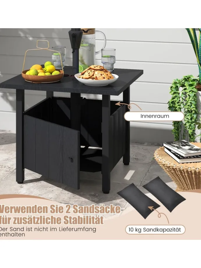 Beistelltisch Outdoor wetterfest 55,5 x 55,5 x 48 cm in Schwarz