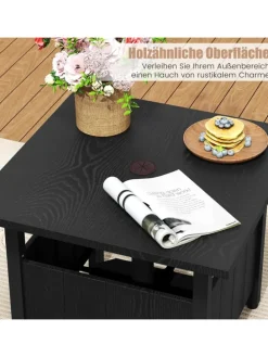 Beistelltisch Outdoor wetterfest 55,5 x 55,5 x 48 cm in Schwarz