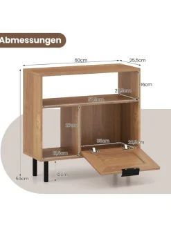 Beistelltisch PE-Rattan 60 x 25,5 x 59 cm in Hellbraun