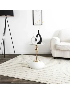 Beistelltisch ''Portobello'' in Weiß/ Gold - (H)54 - Ø 38 cm