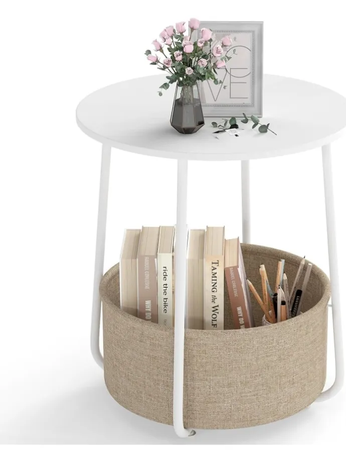 Beistelltisch rund φ45 x 50,5 cm in Weiß