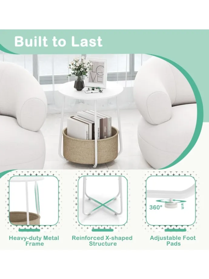 Beistelltisch rund φ45 x 50,5 cm in Weiß