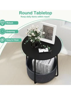 Beistelltisch rund φ45 x 50,5 cm in Schwarz