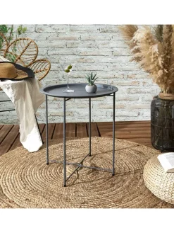 Beistelltisch "Sienna" in Grau - (H)50 x Ø 47 cm