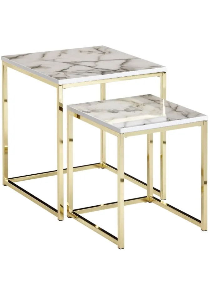 Beistelltisch "SV59799" in Weiß / Weiß / Gold