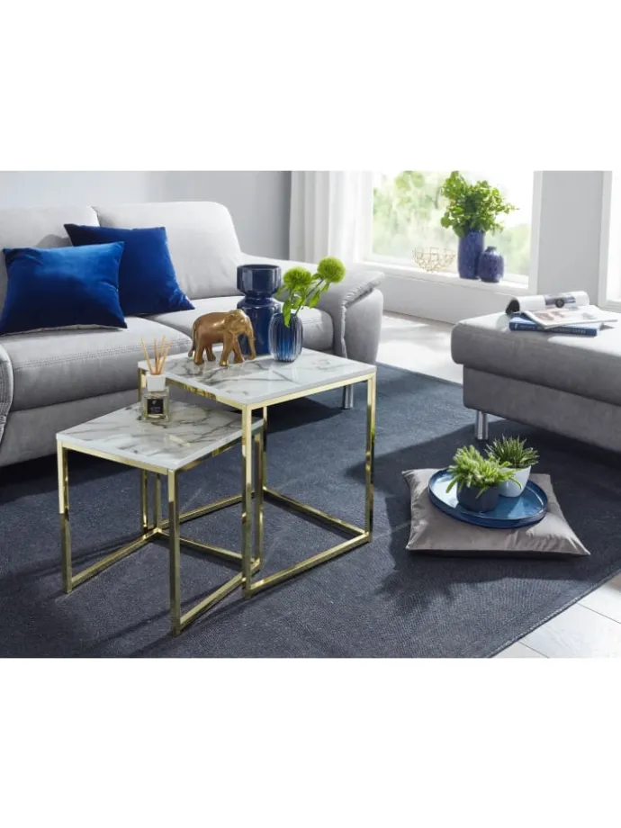 Beistelltisch "SV59799" in Weiß / Weiß / Gold